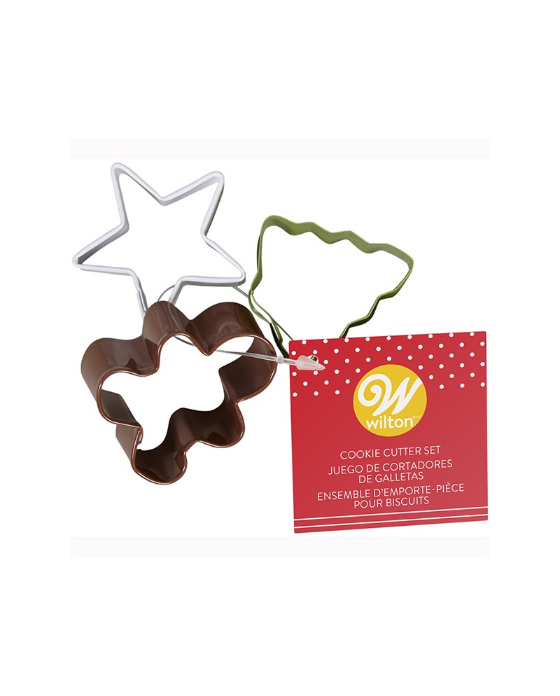Wilton Set 3 Tagliapasta stella, albero e gingerbread