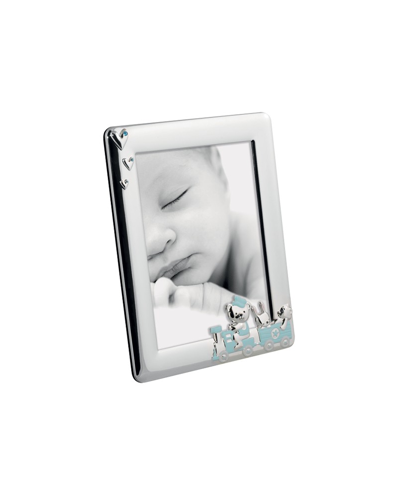 Mascagni Kids portafoto metallo lucido trenino celeste 13 x 18