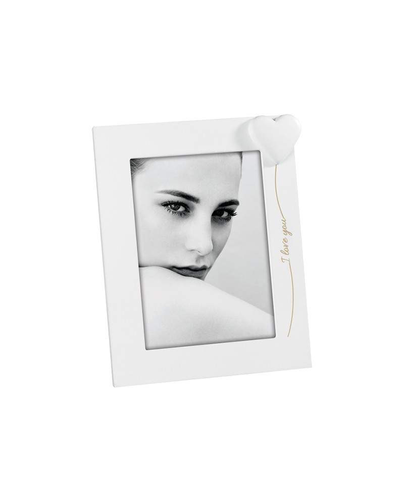 Mascagni Portafoto legno bianco con cuore 13 x 18