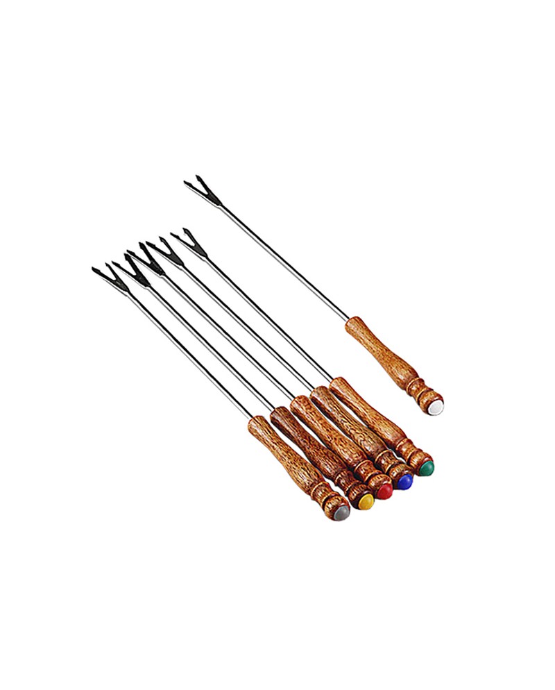 Eva 6 forchette fonduta legno rustico