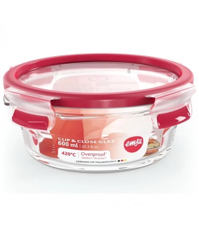 Emsa Clip & Close vetro contenitore salvafreschezza rotondo 0,60 l