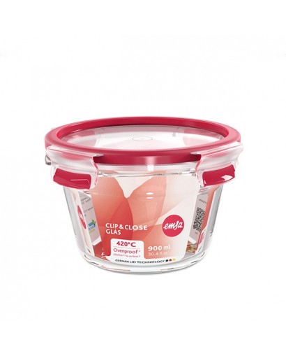 Emsa Clip & Close vetro contenitore salvafreschezza rotondo 0,9 l