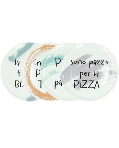 Tognana Set 4 piatti pizza con frasi assortite