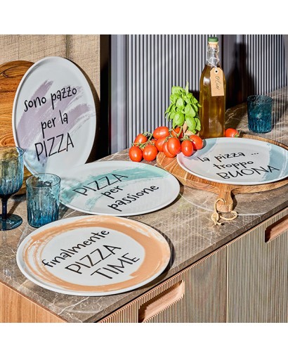 Tognana Set 4 piatti pizza con frasi assortite