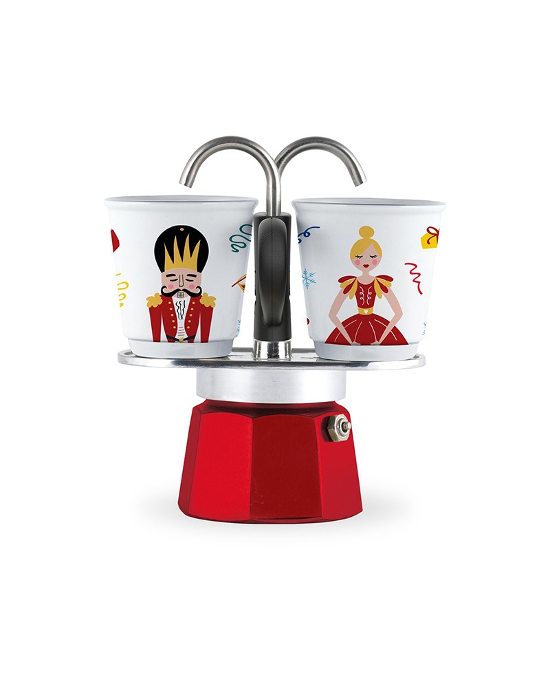Bialetti Caffettiera mini schiaccianoci + 2 bicchieri