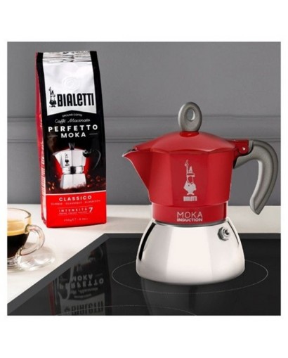 Bialetti Moka induction caffettiera rossa 4 tazze