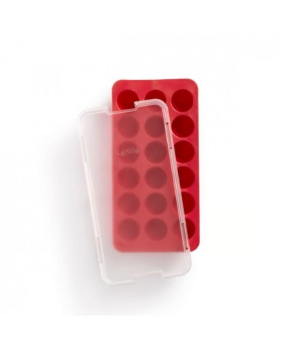 Lekué Forma ghiaccio cubetti sfera con coperchio rosso