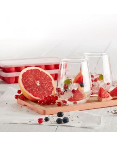 Lekué Forma ghiaccio cubetti rettangolare con coperchio rosso