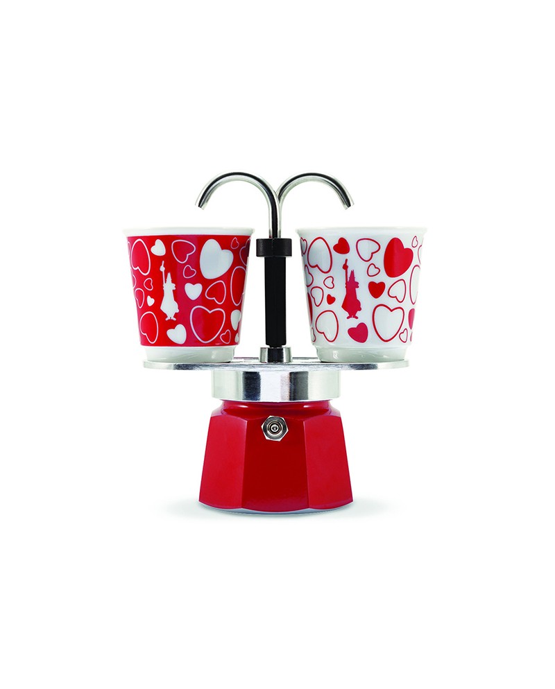 Bialetti Caffettiera mini express cuori + 2 bicchieri