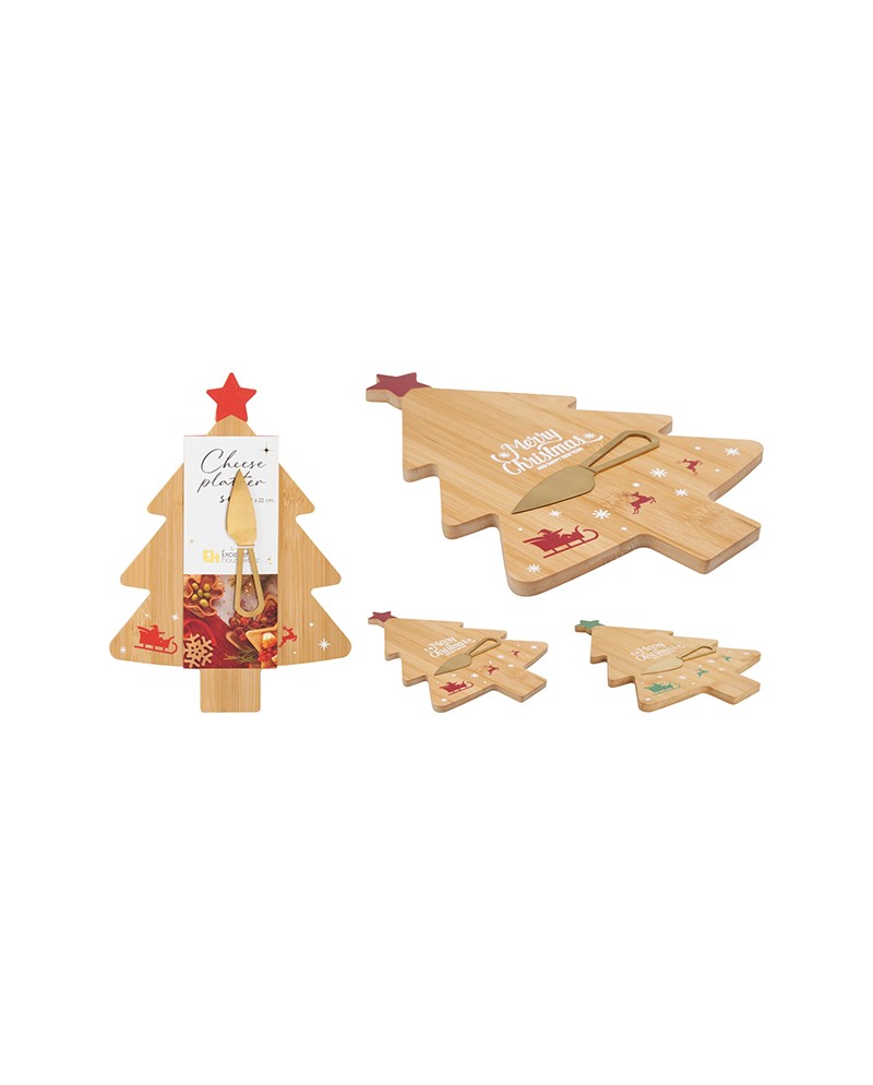 Koopman Tagliere albero di natale con scritta e coltello