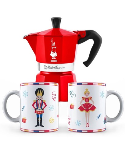 Bialetti Moka express 6 tazze rossa con 2 mug