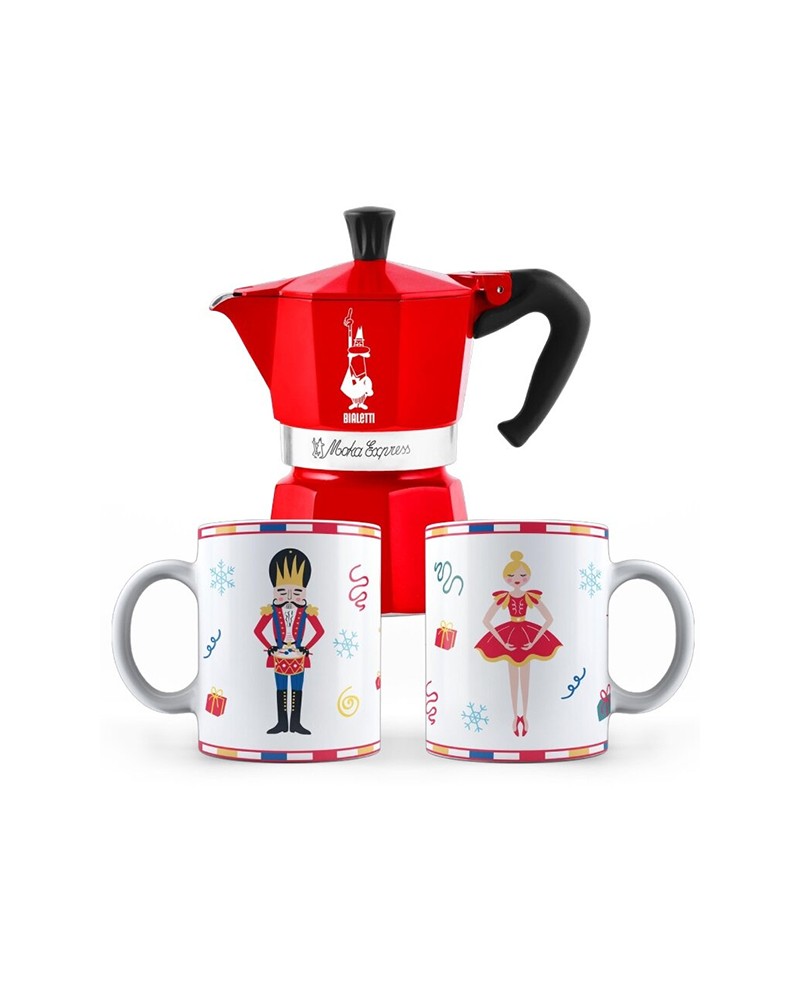 Bialetti Moka express 6 tazze rossa con 2 mug