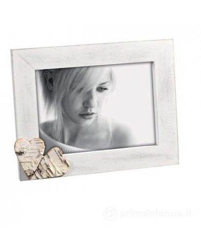 Mascagni Portafoto in legno bianco cuore 13 x 18