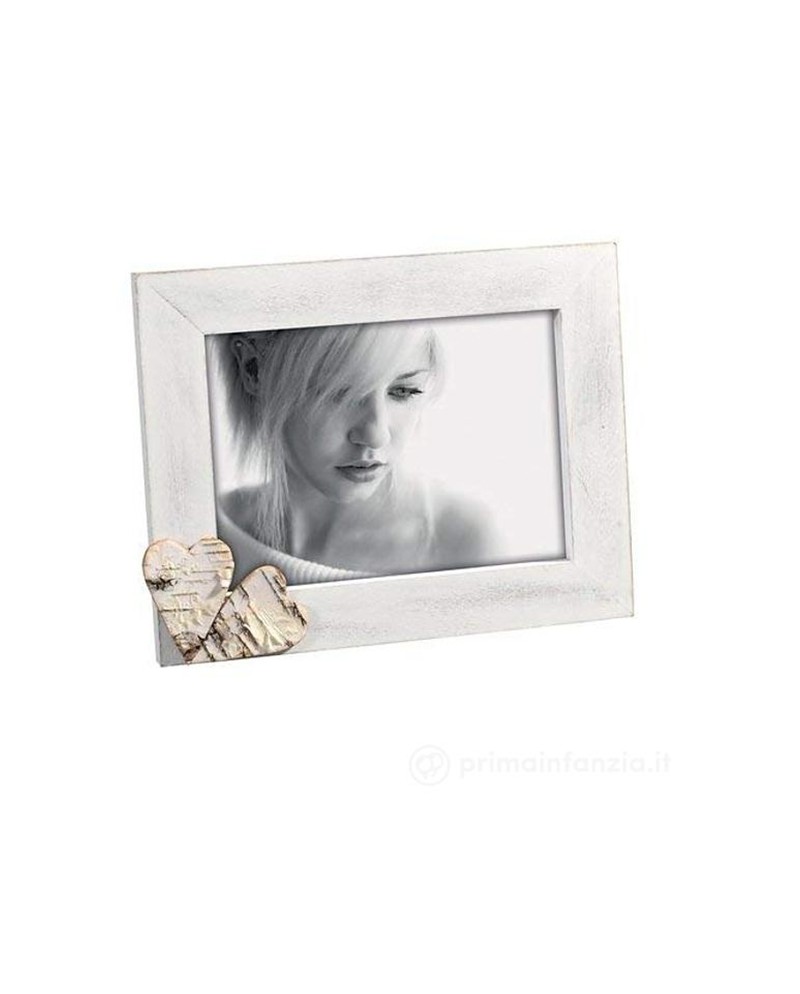 Mascagni Portafoto in legno bianco cuore 13 x 18