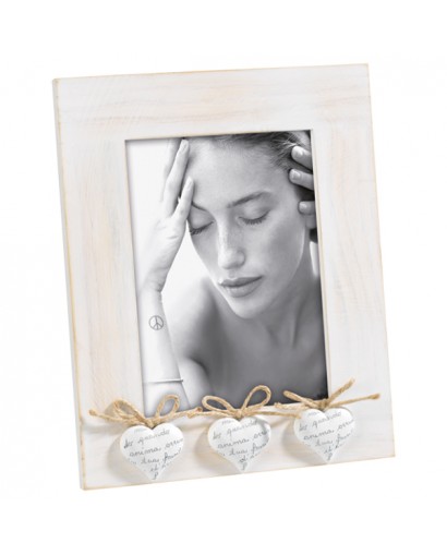 Mascagni Portafoto in legno resina bianco cuori 13 x 18